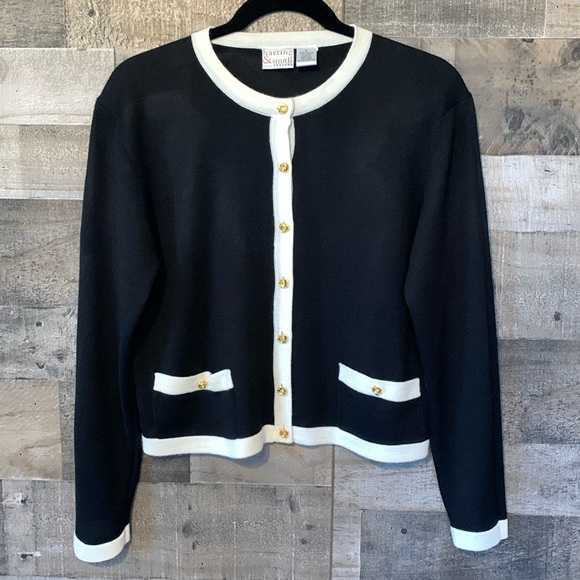 Hasting & Smith Petites black cardigan with white trim - Picture 8 of 16